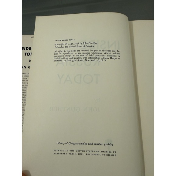 Inside Russia Today John Gunther 1958 Vintage Hardcover Cold War History - Picture 7 of 7